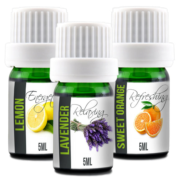 3 Pack 5ML Lavender, Peppermint, & Sweet Orange (Starter Pack) Essential Oils Set, 100% Pure Undiluted, Therapeutic Grade, Plant Based